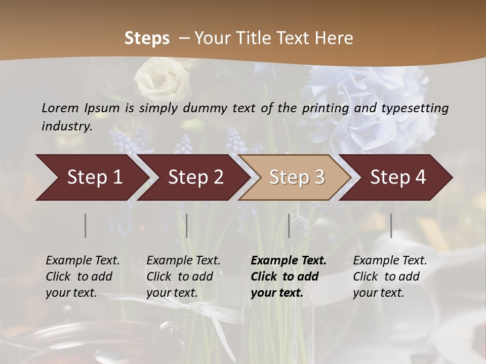 A Table Topped With A Vase Filled With Blue Flowers PowerPoint Template