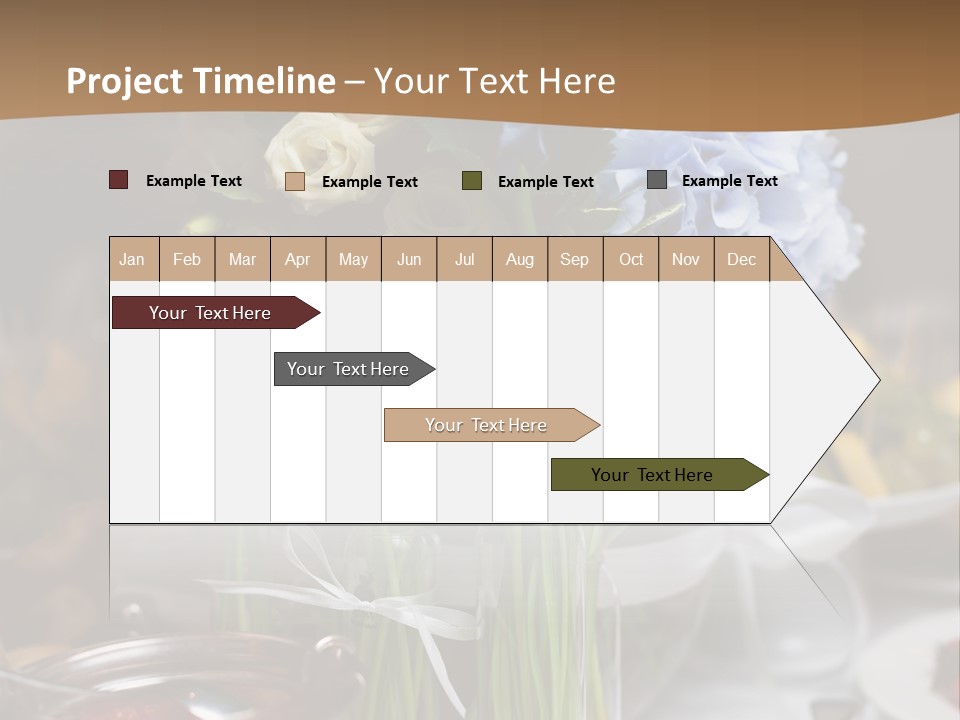 A Table Topped With A Vase Filled With Blue Flowers PowerPoint Template