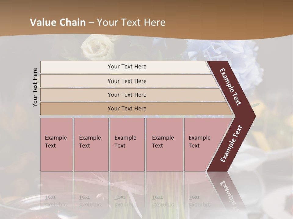 A Table Topped With A Vase Filled With Blue Flowers PowerPoint Template