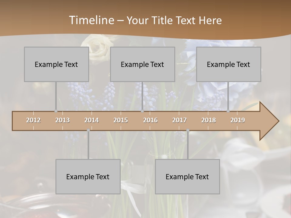 A Table Topped With A Vase Filled With Blue Flowers PowerPoint Template