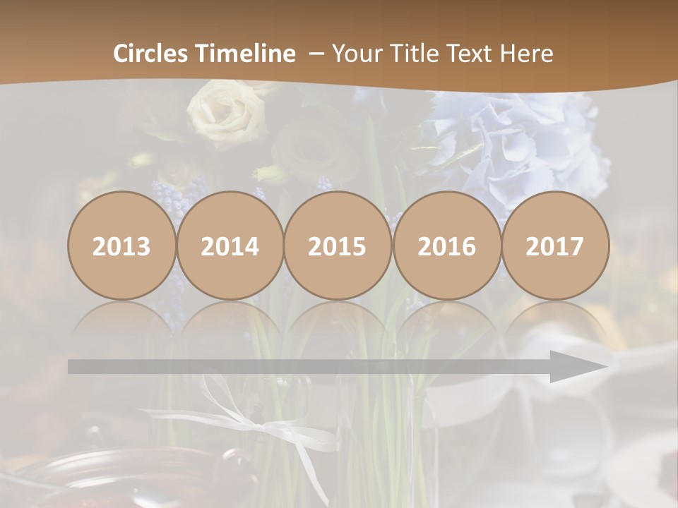 A Table Topped With A Vase Filled With Blue Flowers PowerPoint Template