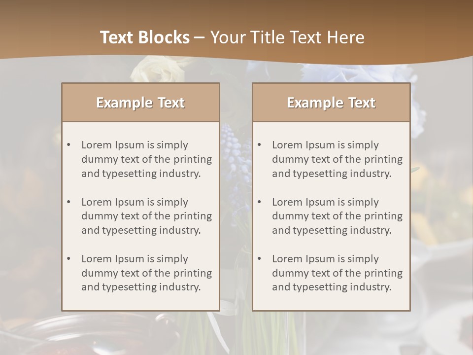 A Table Topped With A Vase Filled With Blue Flowers PowerPoint Template