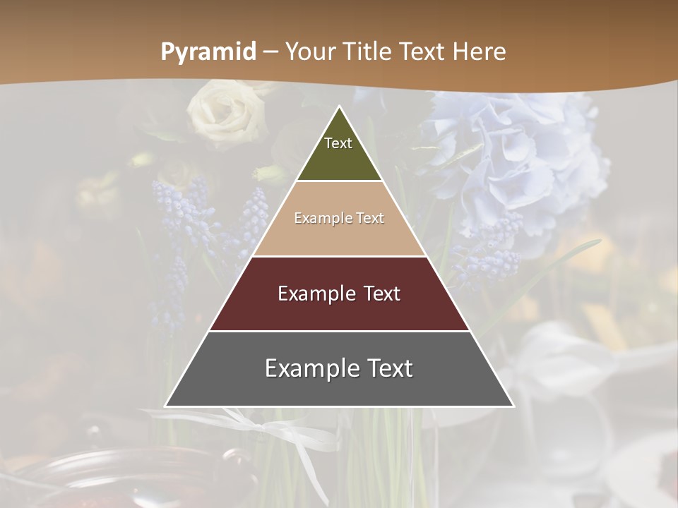 A Table Topped With A Vase Filled With Blue Flowers PowerPoint Template