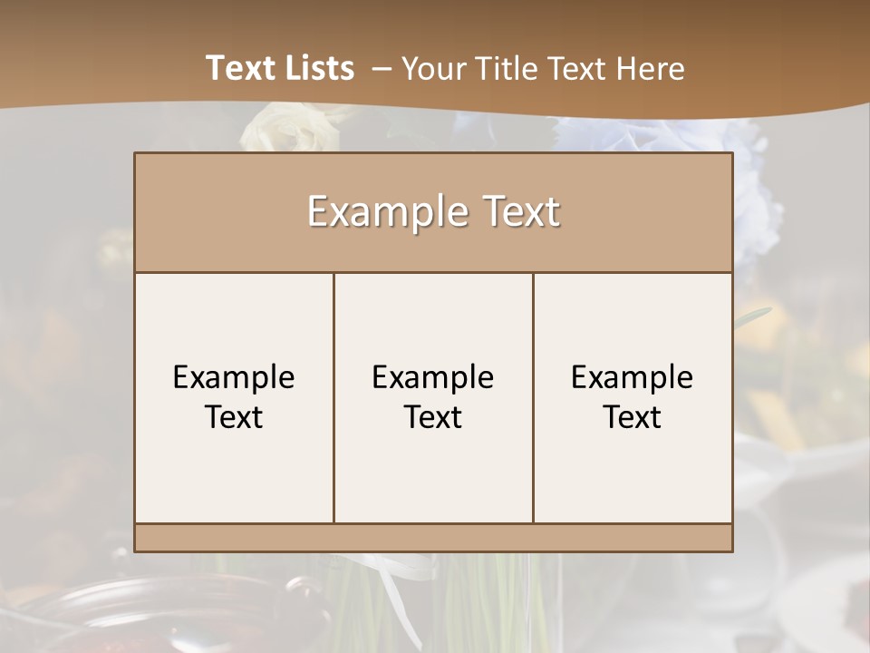 A Table Topped With A Vase Filled With Blue Flowers PowerPoint Template