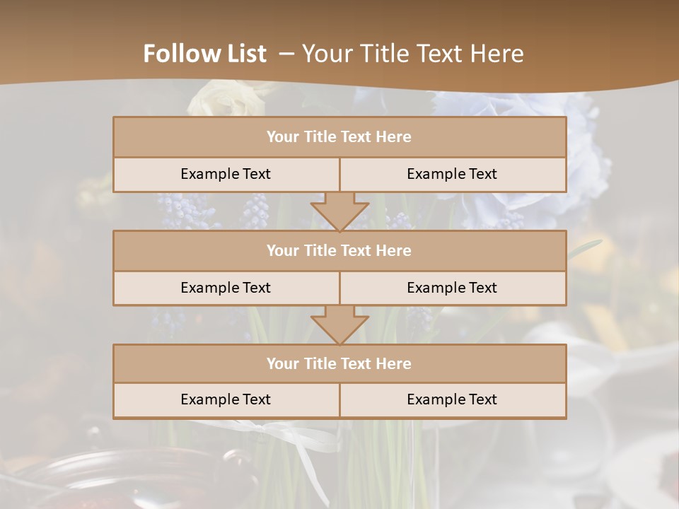 A Table Topped With A Vase Filled With Blue Flowers PowerPoint Template
