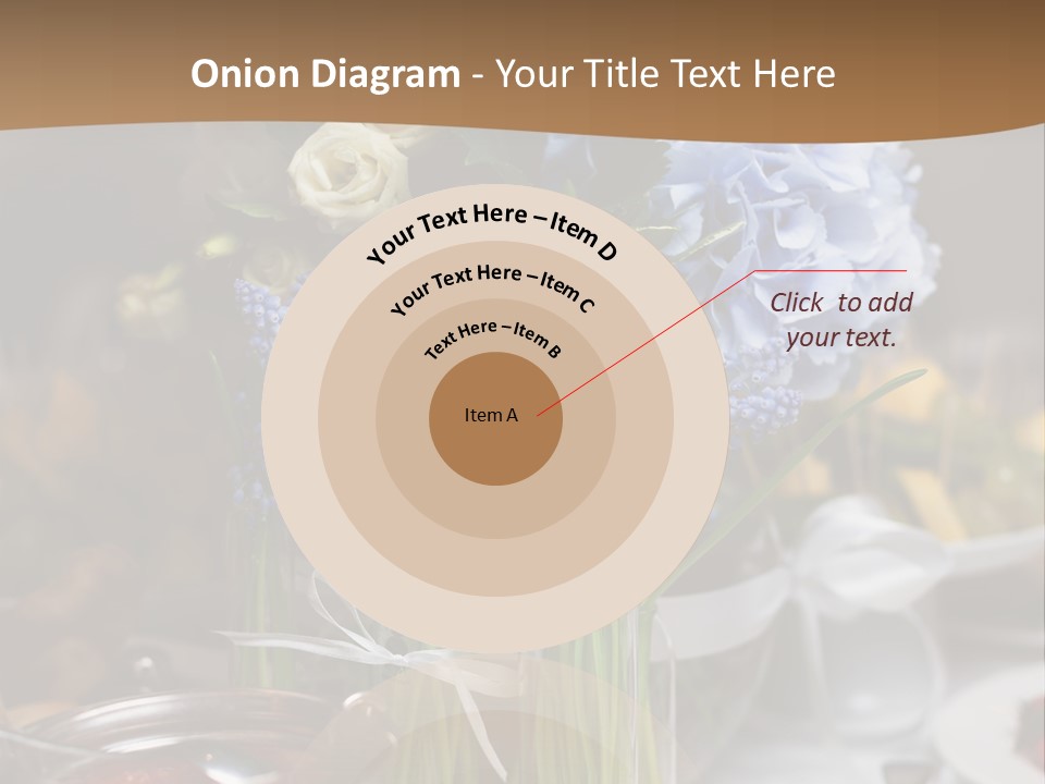 A Table Topped With A Vase Filled With Blue Flowers PowerPoint Template