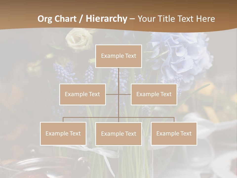 A Table Topped With A Vase Filled With Blue Flowers PowerPoint Template