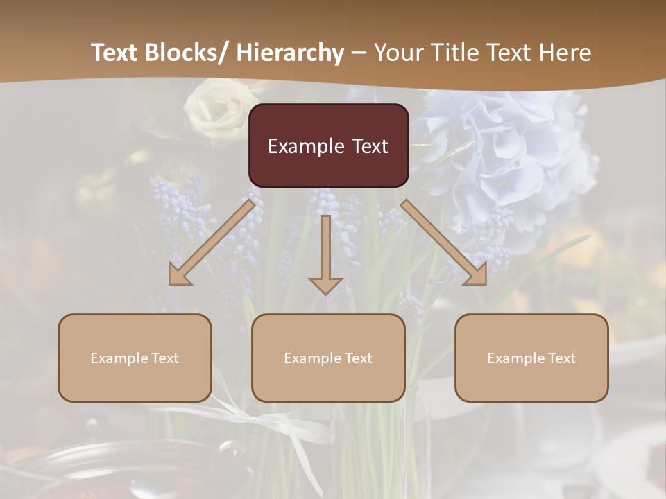 A Table Topped With A Vase Filled With Blue Flowers PowerPoint Template