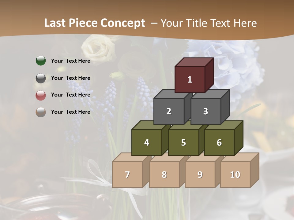 A Table Topped With A Vase Filled With Blue Flowers PowerPoint Template