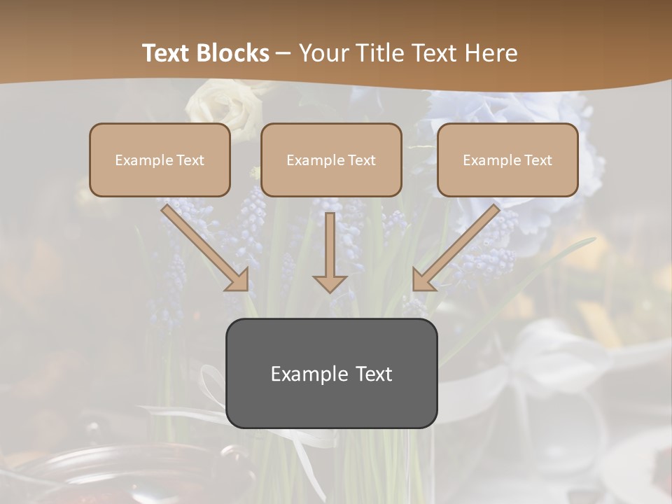 A Table Topped With A Vase Filled With Blue Flowers PowerPoint Template