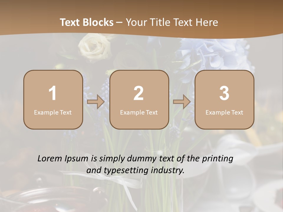 A Table Topped With A Vase Filled With Blue Flowers PowerPoint Template