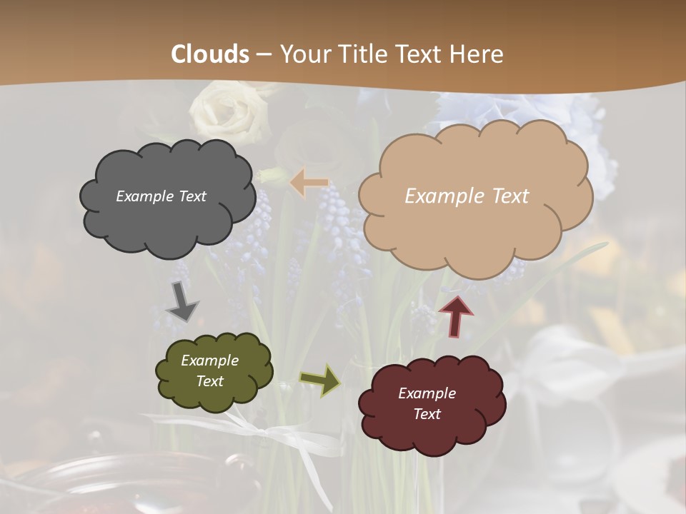 A Table Topped With A Vase Filled With Blue Flowers PowerPoint Template