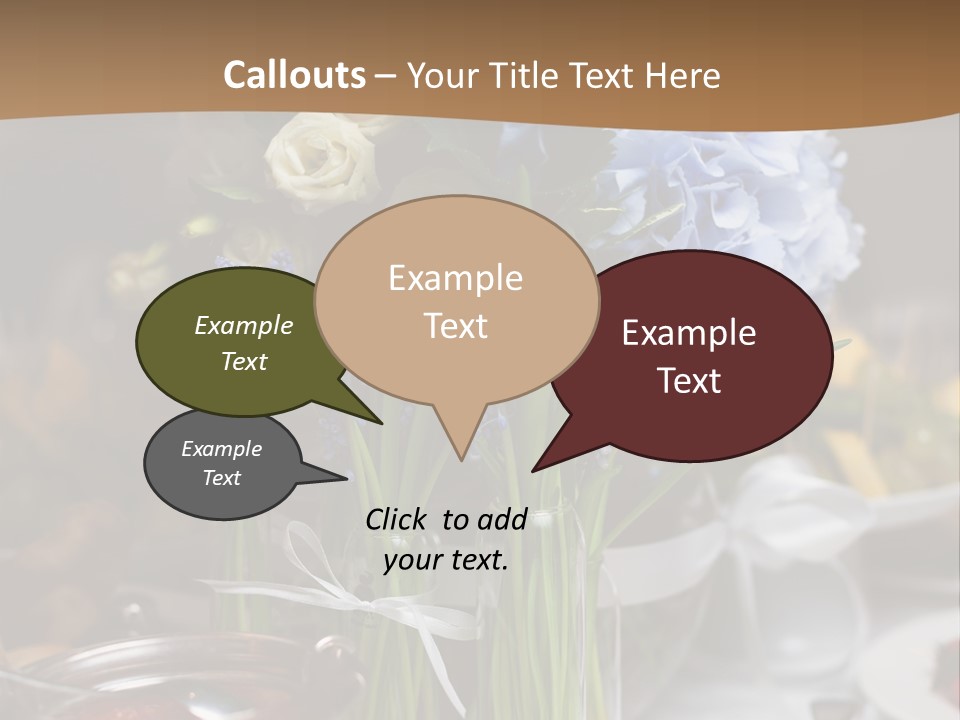 A Table Topped With A Vase Filled With Blue Flowers PowerPoint Template