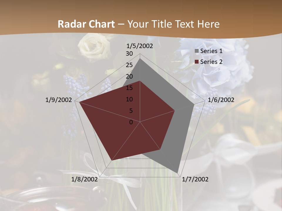 A Table Topped With A Vase Filled With Blue Flowers PowerPoint Template