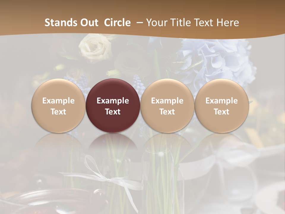 A Table Topped With A Vase Filled With Blue Flowers PowerPoint Template