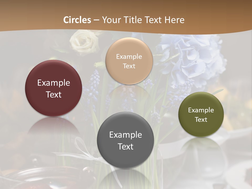 A Table Topped With A Vase Filled With Blue Flowers PowerPoint Template