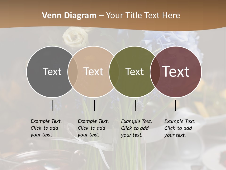 A Table Topped With A Vase Filled With Blue Flowers PowerPoint Template