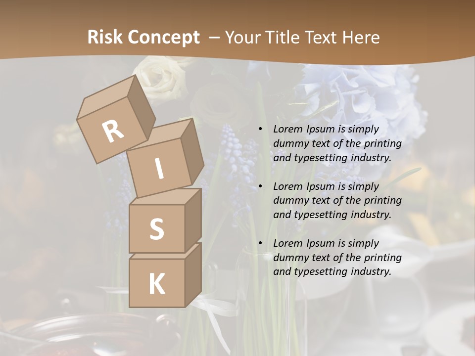 A Table Topped With A Vase Filled With Blue Flowers PowerPoint Template