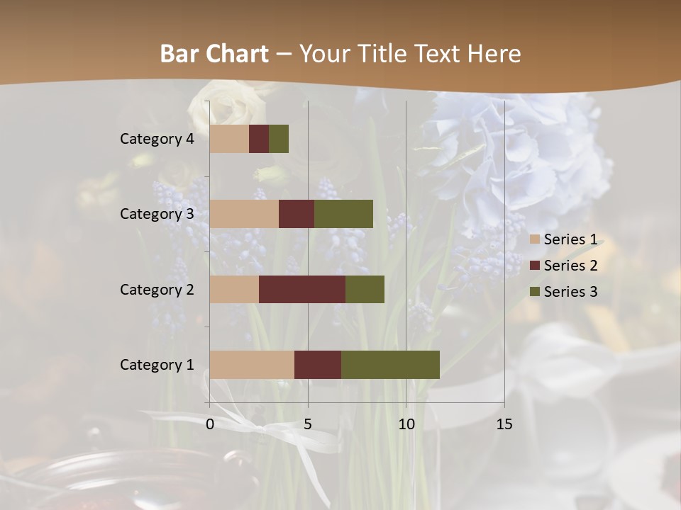 A Table Topped With A Vase Filled With Blue Flowers PowerPoint Template