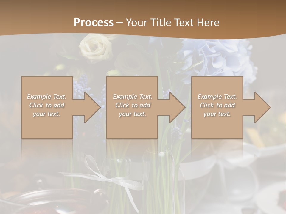 A Table Topped With A Vase Filled With Blue Flowers PowerPoint Template