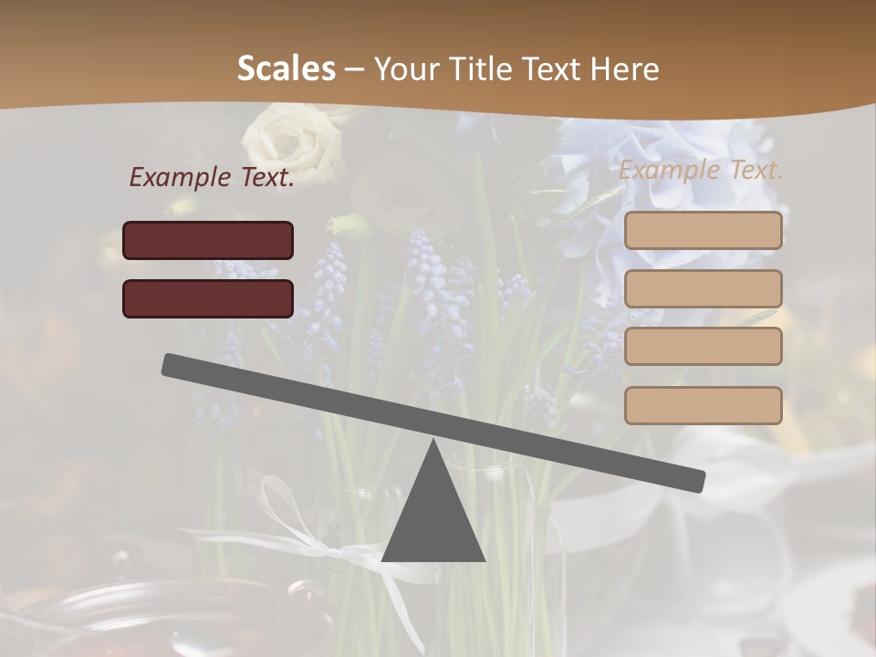 A Table Topped With A Vase Filled With Blue Flowers PowerPoint Template