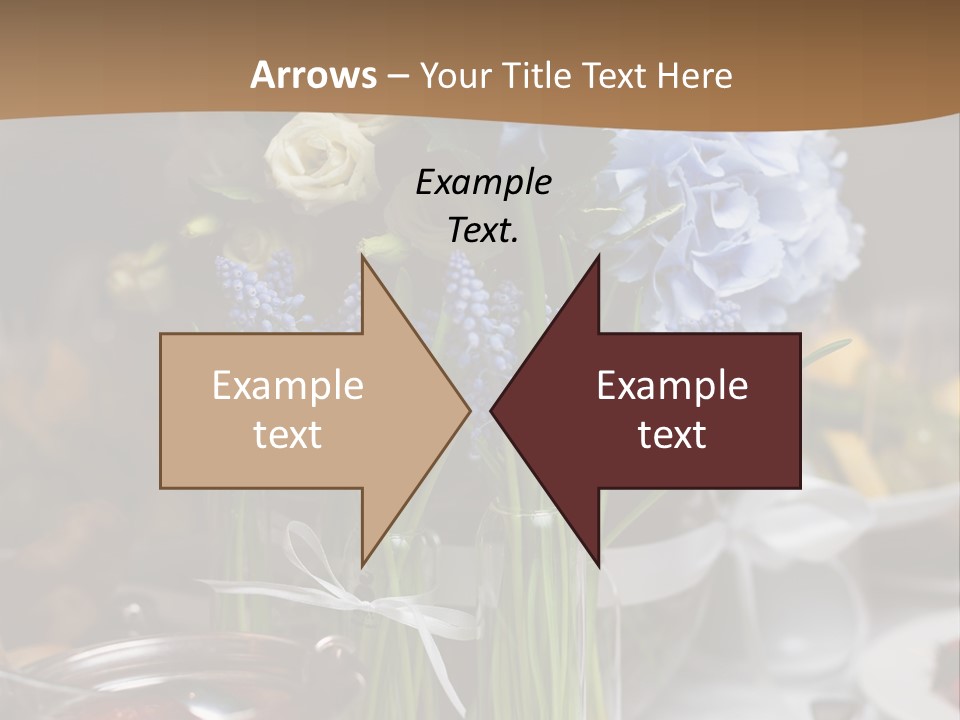 A Table Topped With A Vase Filled With Blue Flowers PowerPoint Template