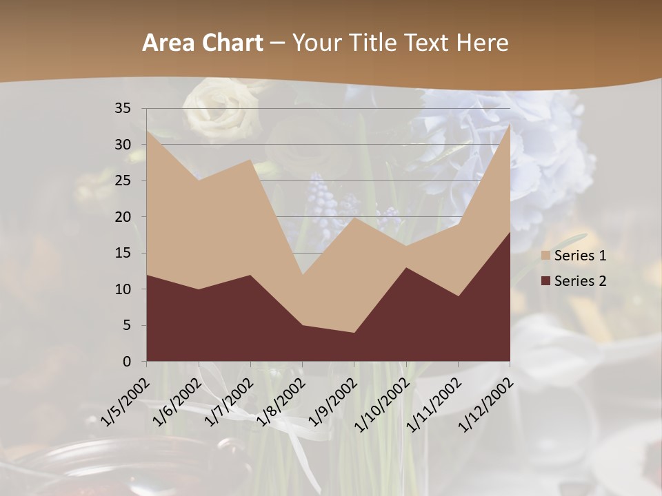 A Table Topped With A Vase Filled With Blue Flowers PowerPoint Template