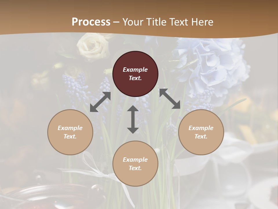 A Table Topped With A Vase Filled With Blue Flowers PowerPoint Template