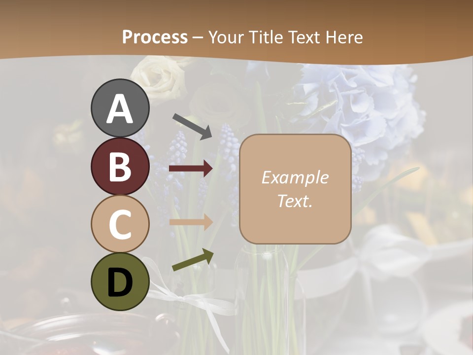 A Table Topped With A Vase Filled With Blue Flowers PowerPoint Template