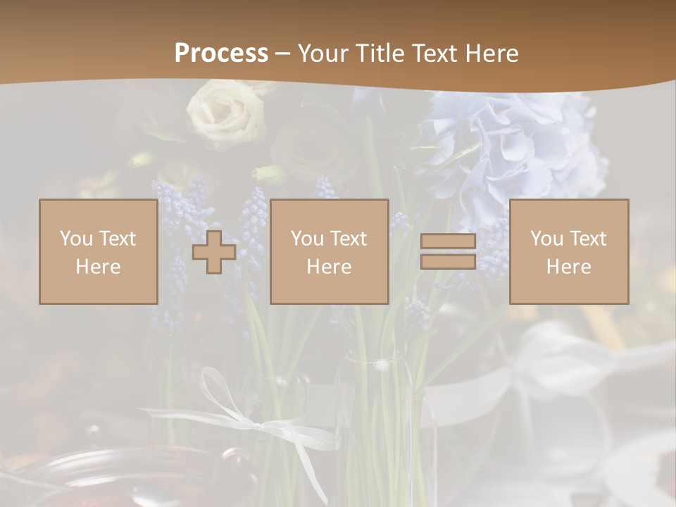 A Table Topped With A Vase Filled With Blue Flowers PowerPoint Template