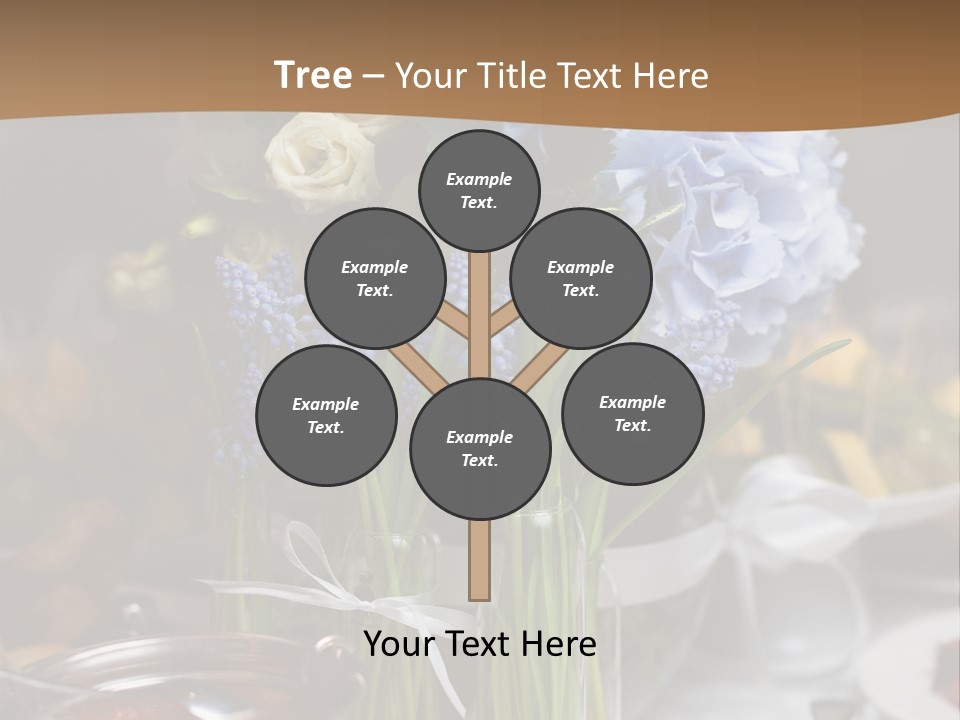 A Table Topped With A Vase Filled With Blue Flowers PowerPoint Template