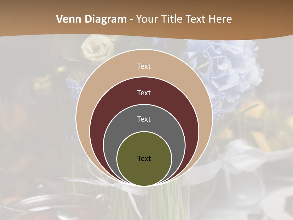 A Table Topped With A Vase Filled With Blue Flowers PowerPoint Template