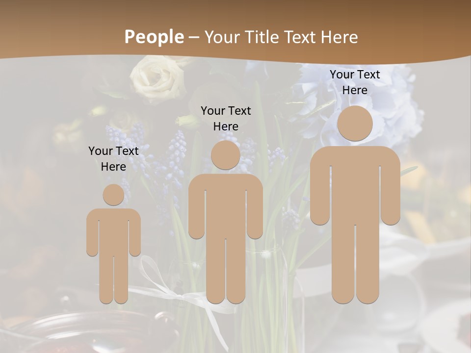 A Table Topped With A Vase Filled With Blue Flowers PowerPoint Template