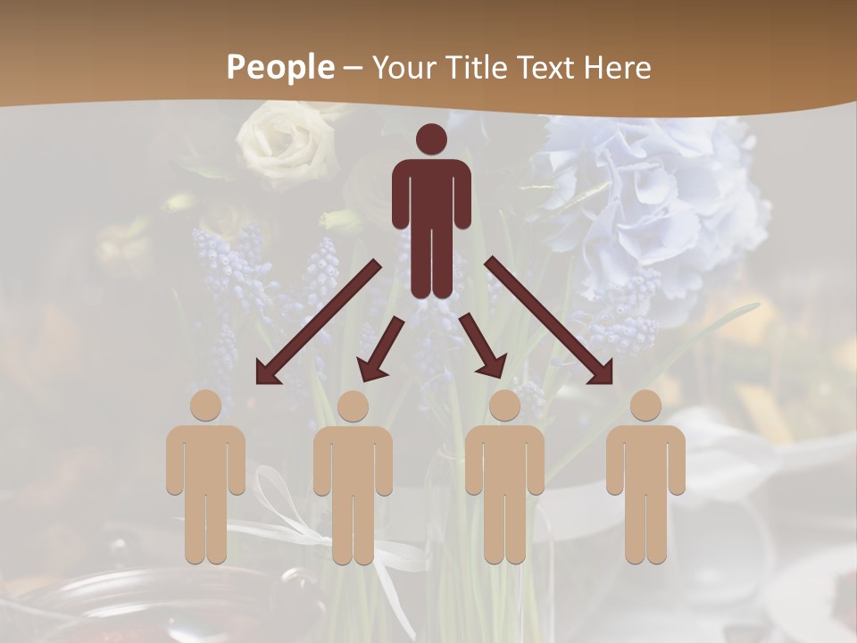 A Table Topped With A Vase Filled With Blue Flowers PowerPoint Template