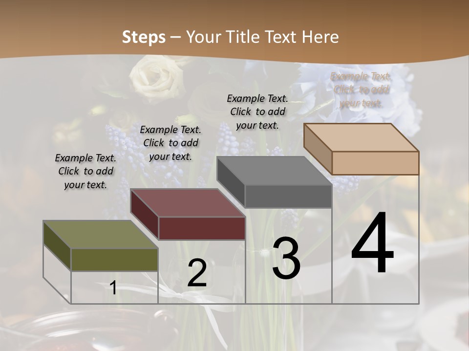 A Table Topped With A Vase Filled With Blue Flowers PowerPoint Template