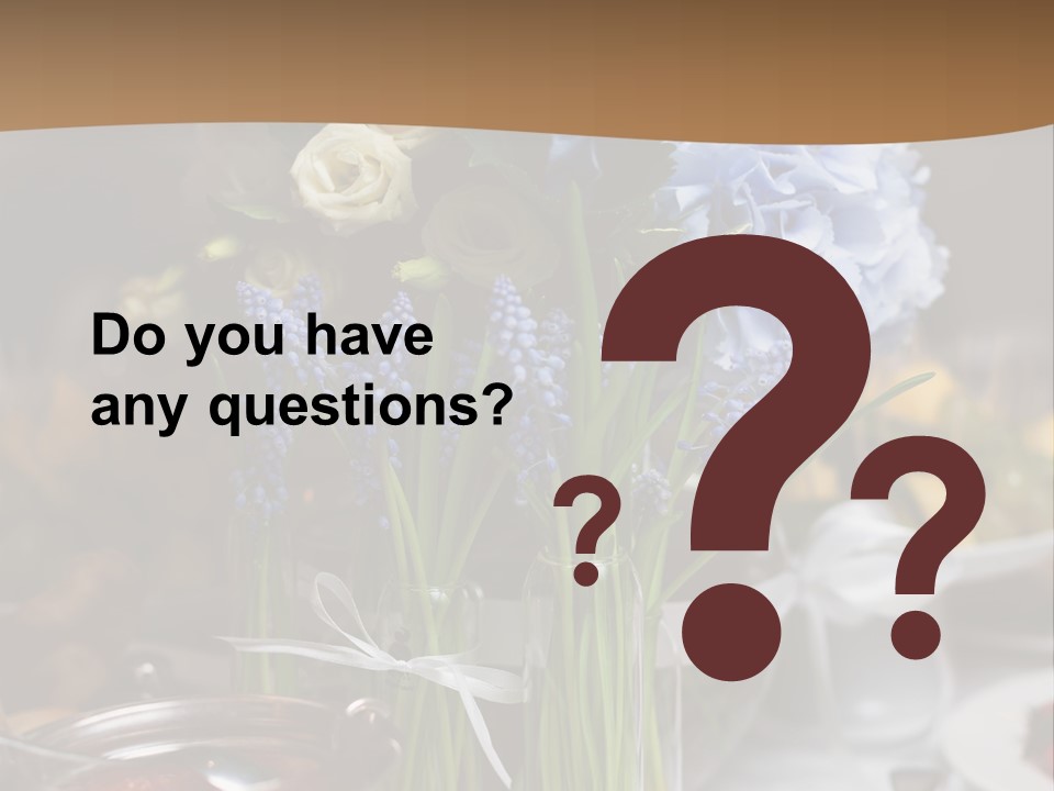 A Table Topped With A Vase Filled With Blue Flowers PowerPoint Template