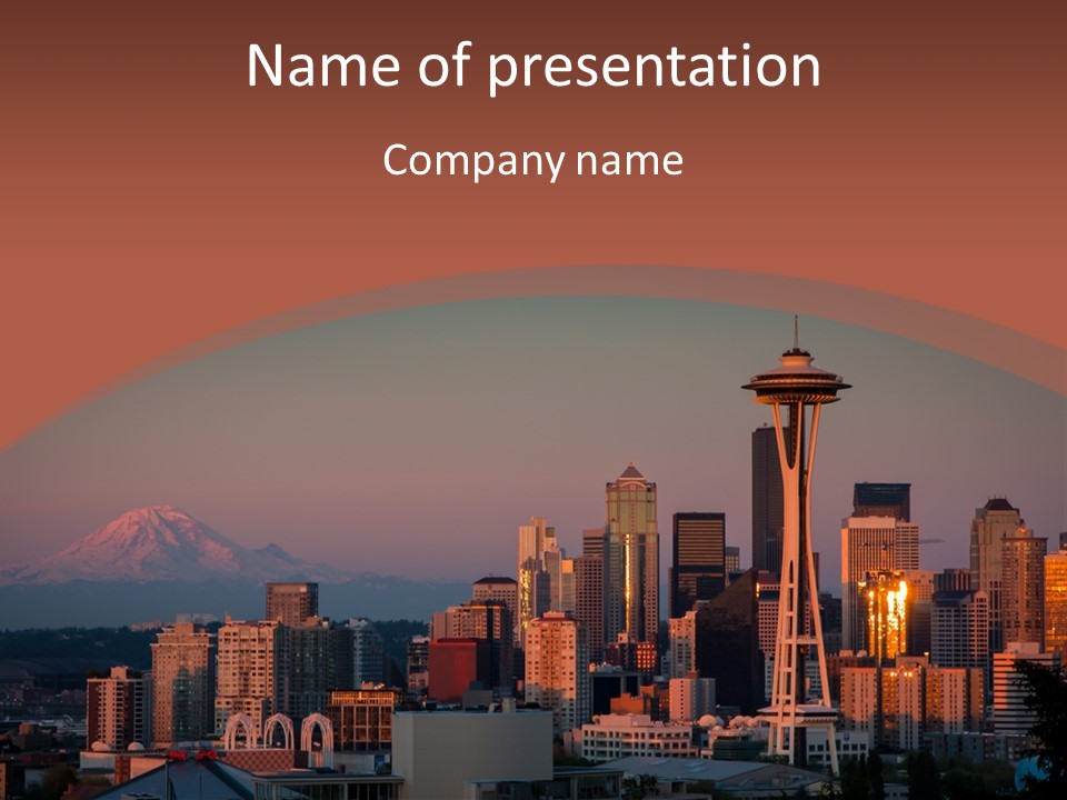 A Picture Of A City With A Mountain In The Background PowerPoint Template