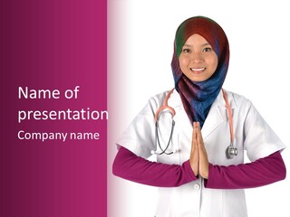 A Woman In A Doctor's Coat With A Stethoscope On Her PowerPoint Template