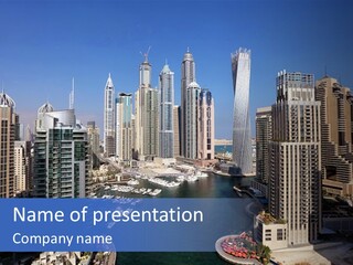 A City Skyline With Boats In The Water PowerPoint Template