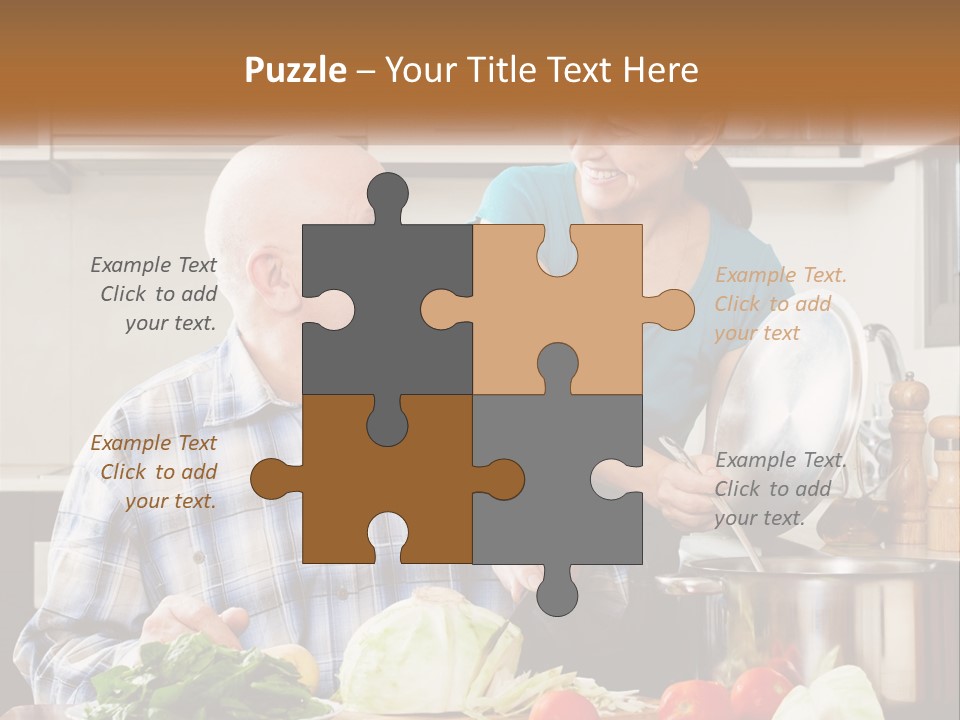 A Man And A Woman Cooking Together In The Kitchen PowerPoint Template