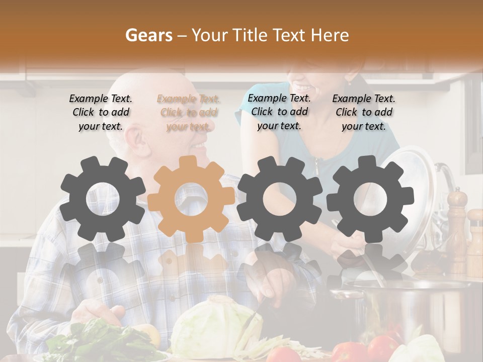 A Man And A Woman Cooking Together In The Kitchen PowerPoint Template