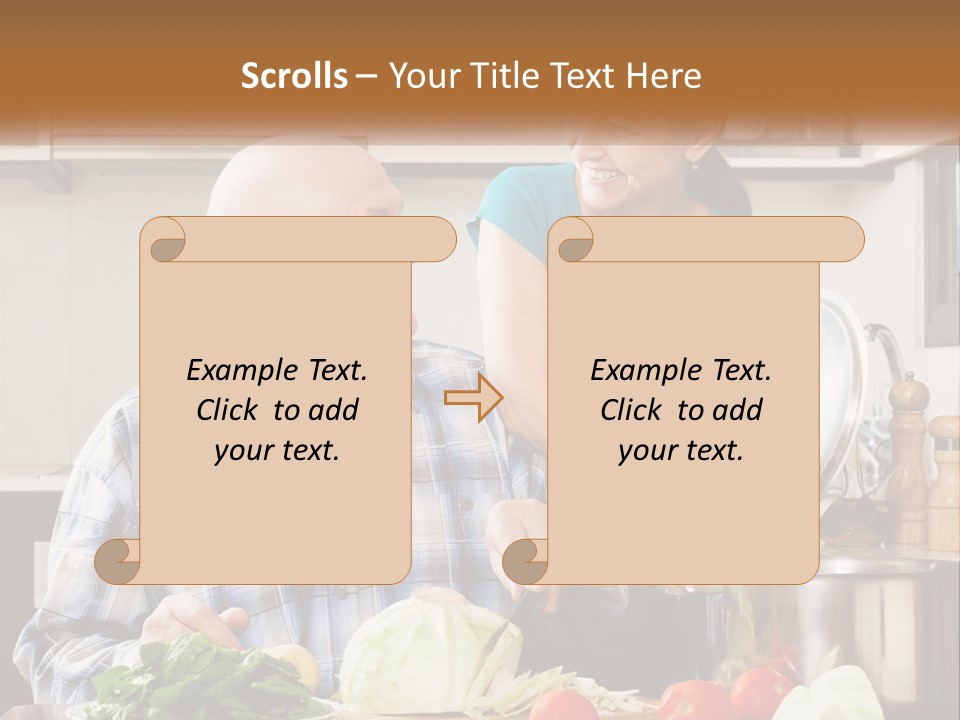 A Man And A Woman Cooking Together In The Kitchen PowerPoint Template