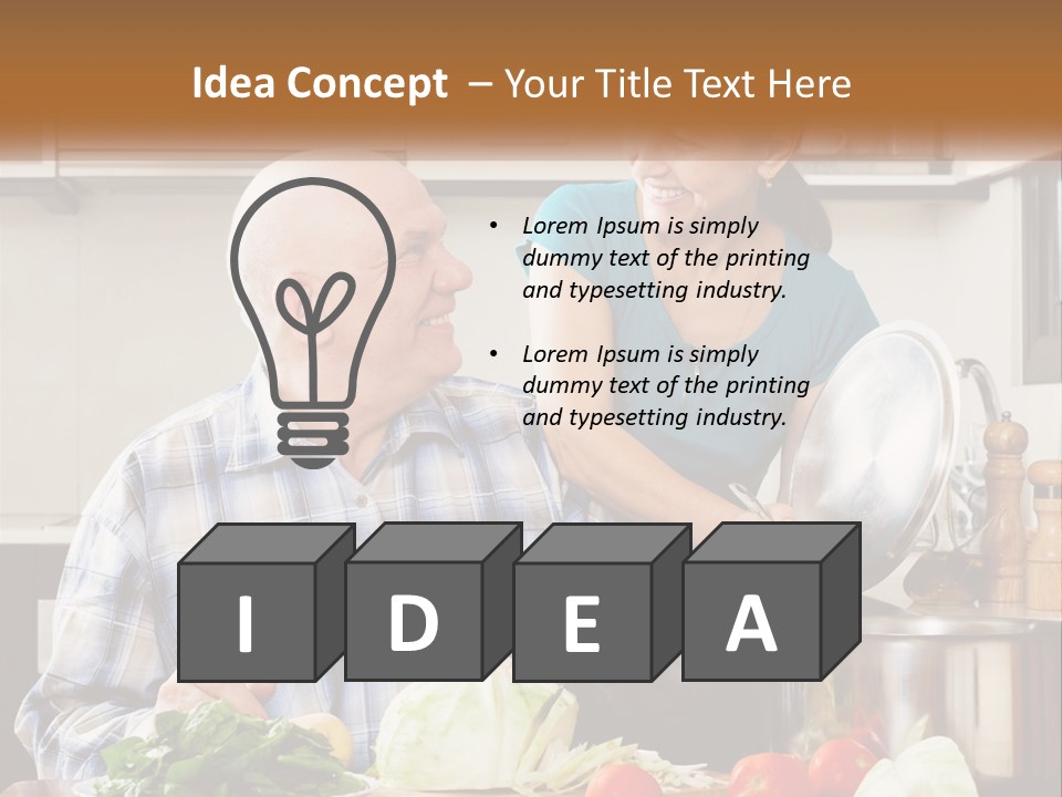 A Man And A Woman Cooking Together In The Kitchen PowerPoint Template