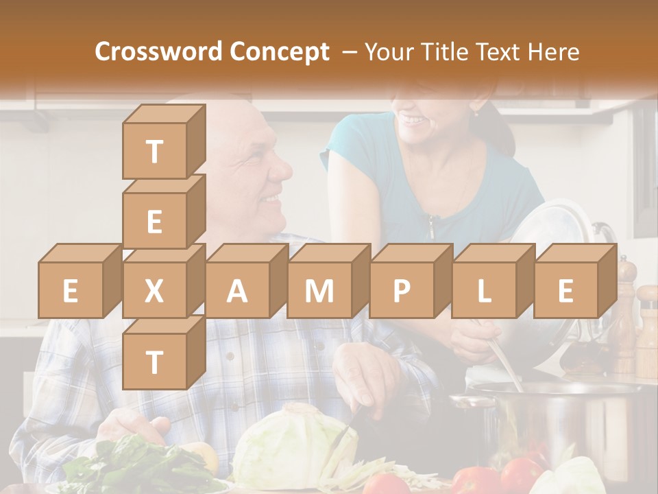 A Man And A Woman Cooking Together In The Kitchen PowerPoint Template