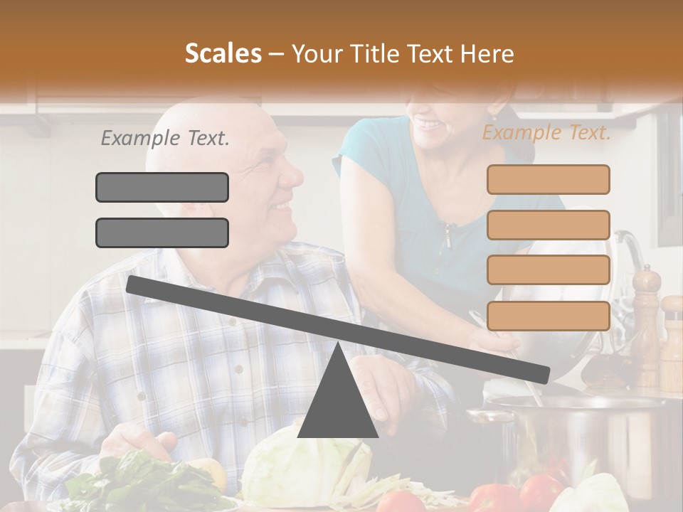 A Man And A Woman Cooking Together In The Kitchen PowerPoint Template