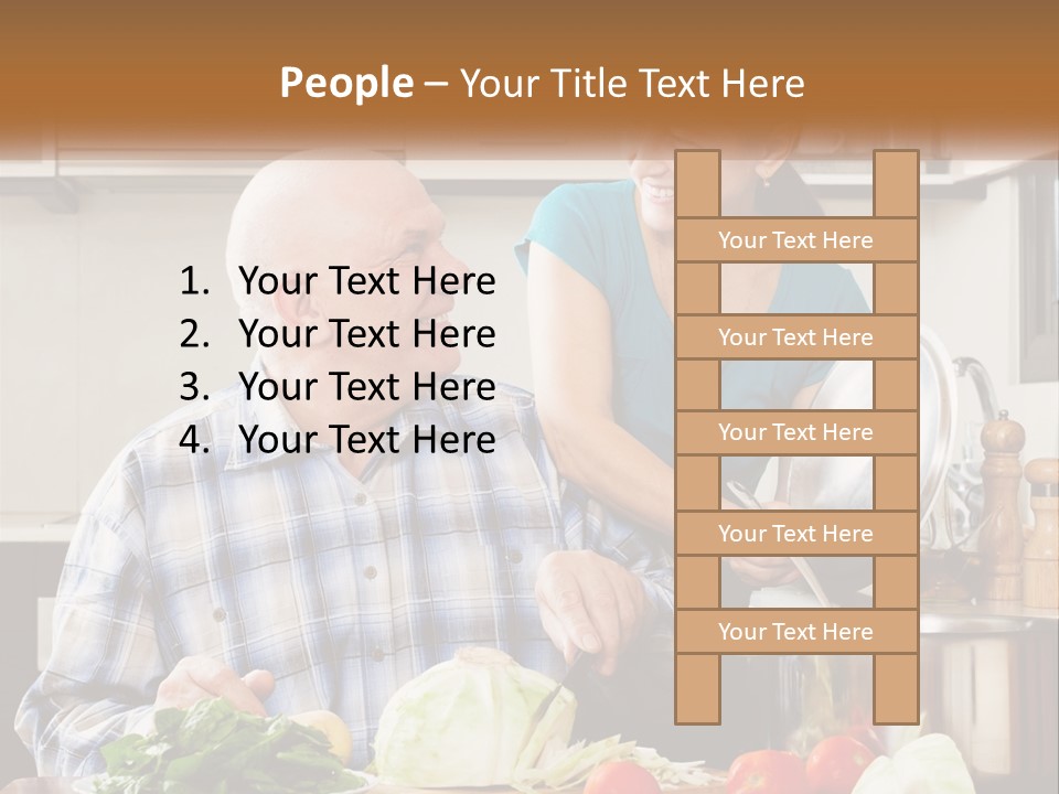 A Man And A Woman Cooking Together In The Kitchen PowerPoint Template