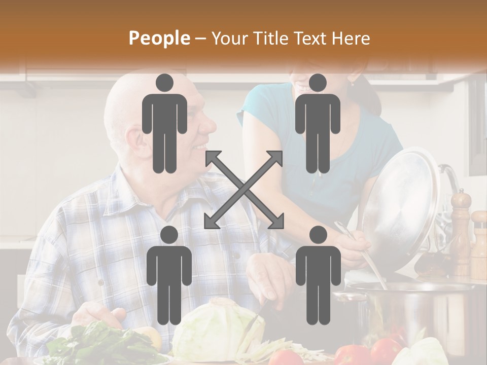 A Man And A Woman Cooking Together In The Kitchen PowerPoint Template