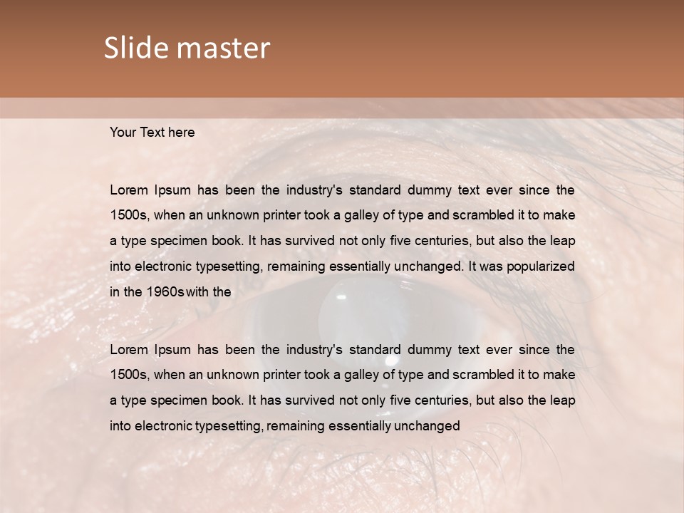 A Close Up Of An Eye With A Brown Background PowerPoint Template