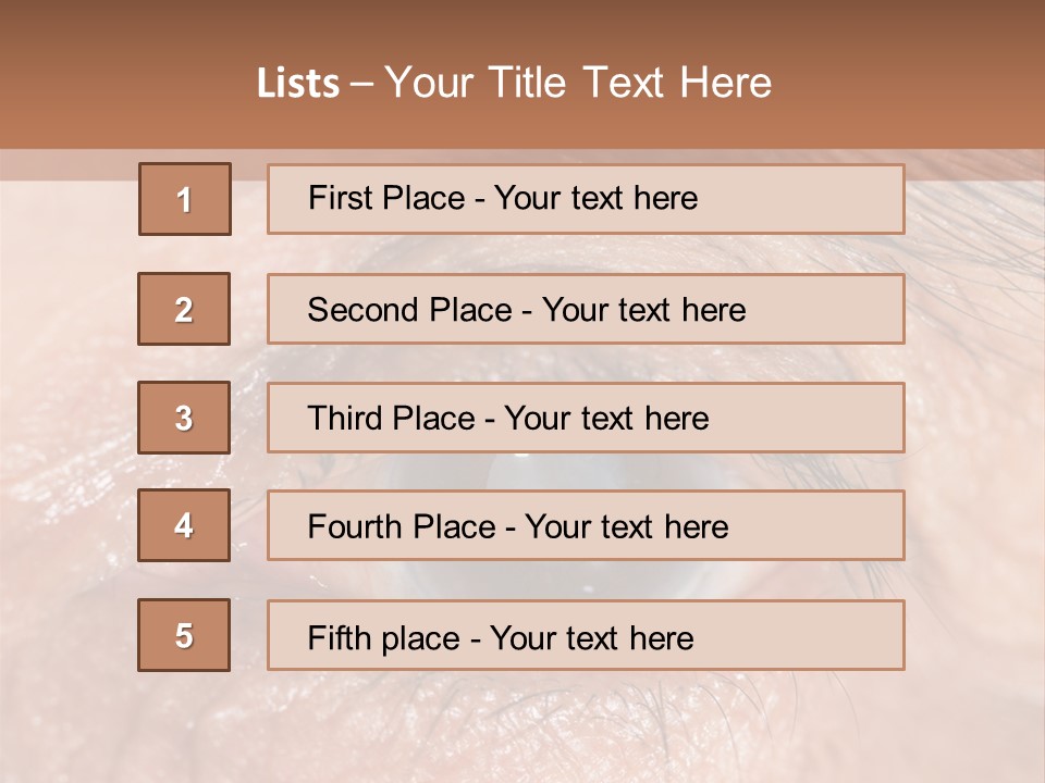 A Close Up Of An Eye With A Brown Background PowerPoint Template