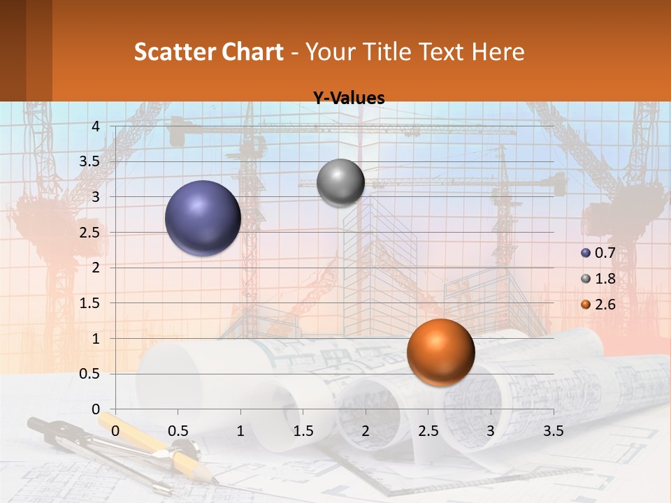 A Construction Site With Cranes And Blueprints PowerPoint Template